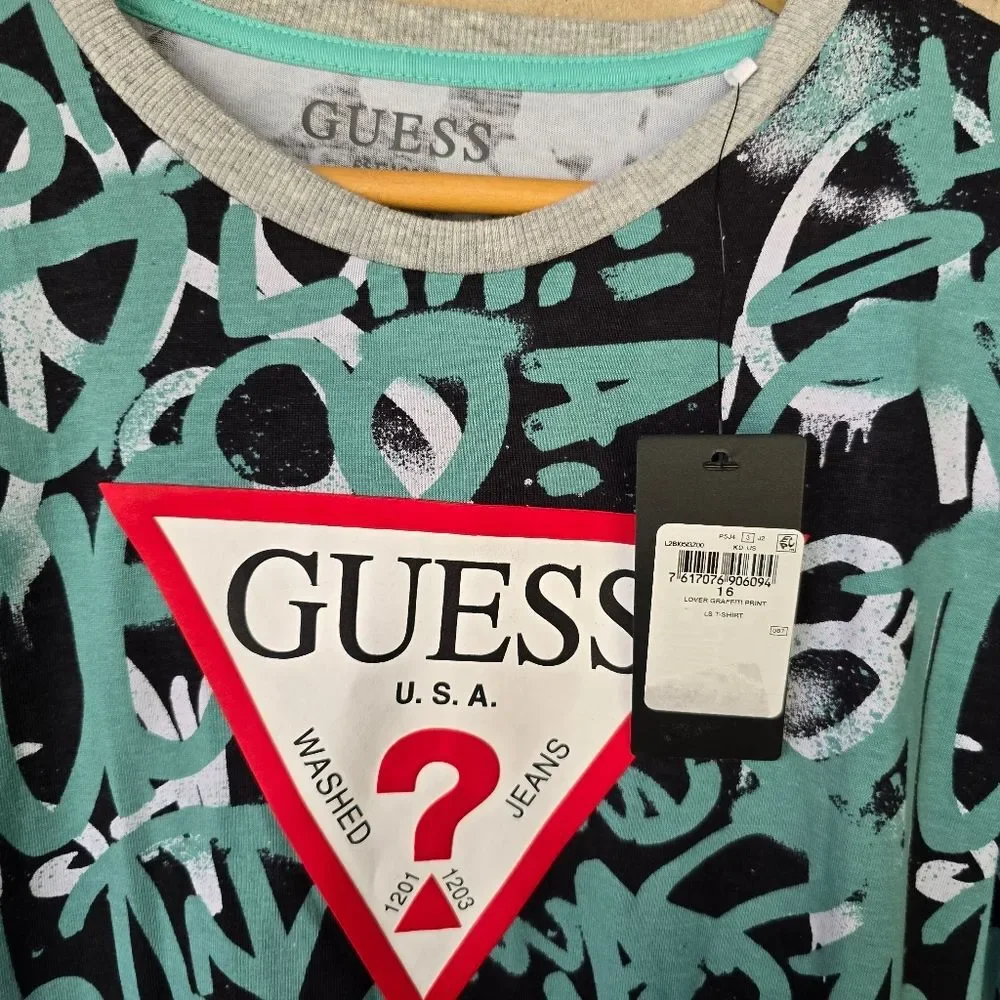 Nwt guess long sleeve lover graffiti shirt tshirt - Picture 2 of 10